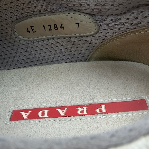 Prada Sport Sneakers Grey White Suede Leather Women’s 10.5 - Picture 8 of 11